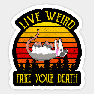 Live Weird Fake Your Death Opossum Ugly Cats Retro Vintage Sticker